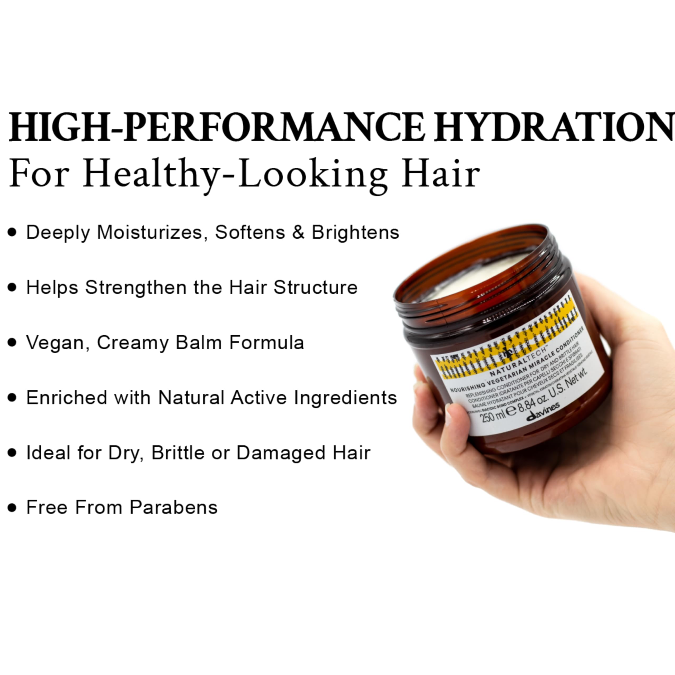 Davines pouring conditioner onto hand, demonstrates precise dosing and control