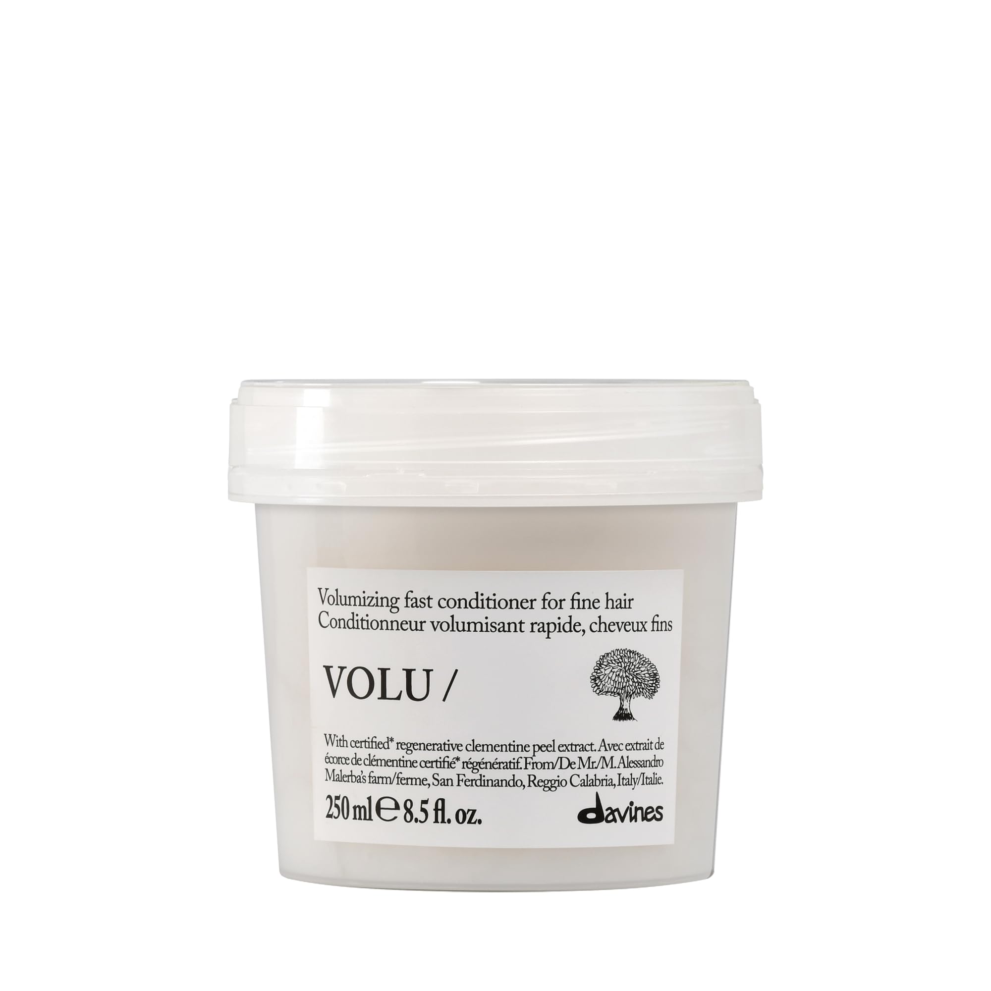 Davines front packaging shows VOLU/ conditioner for lightweight volume