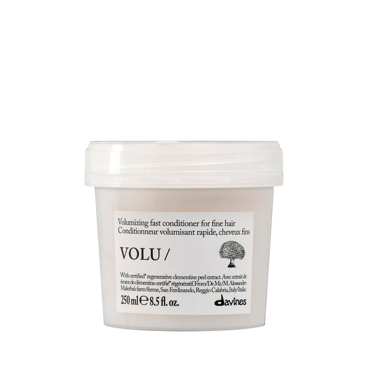 Davines front packaging shows VOLU/ conditioner for lightweight volume