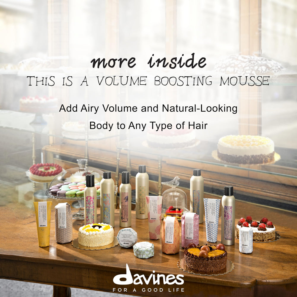 Davines mousse applied at roots for immediate lift and volume