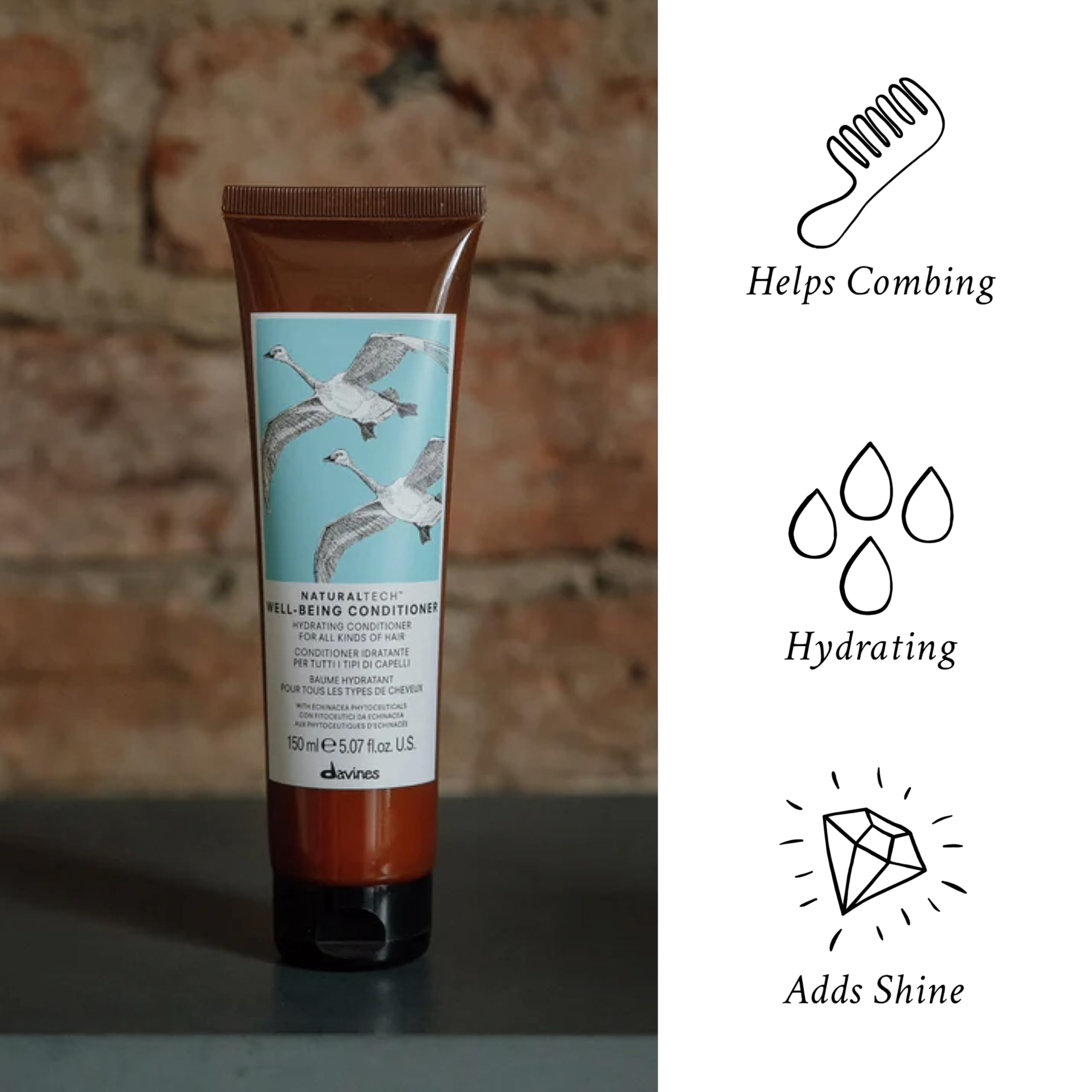 Davines wellbeing conditioner cream texture on palm for visible hydration benefit