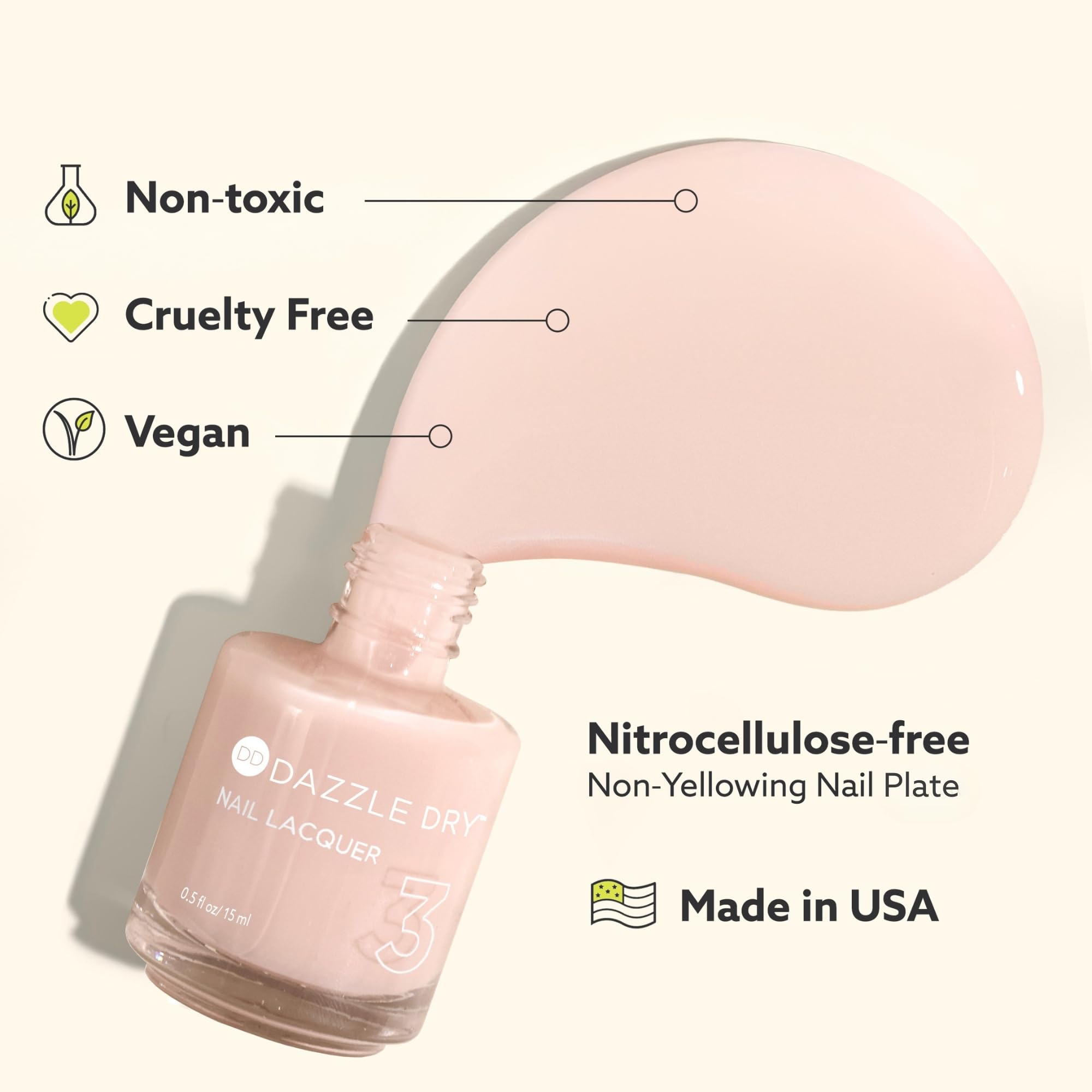 Dazzle Dry cap and label closeup showing product name and ingredient clarity benefit