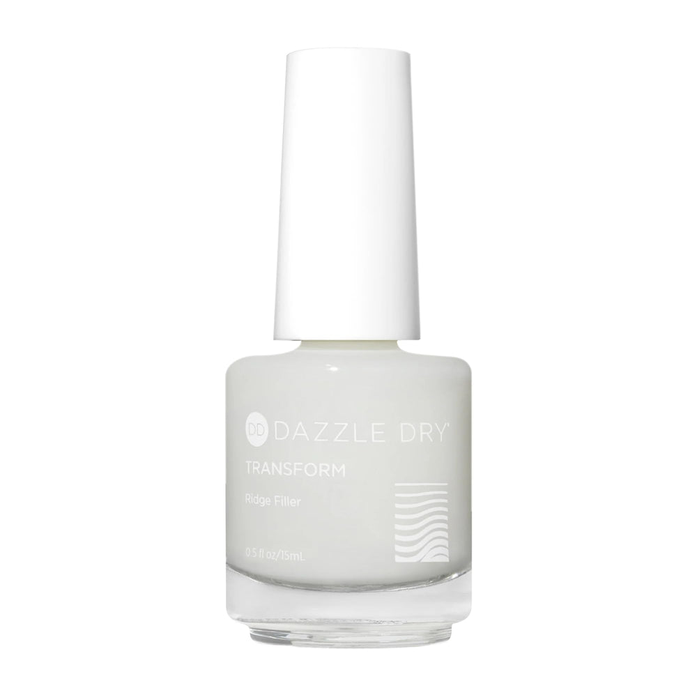 Dazzle Dry bottle front view showing natural ridge filler for smooth nails