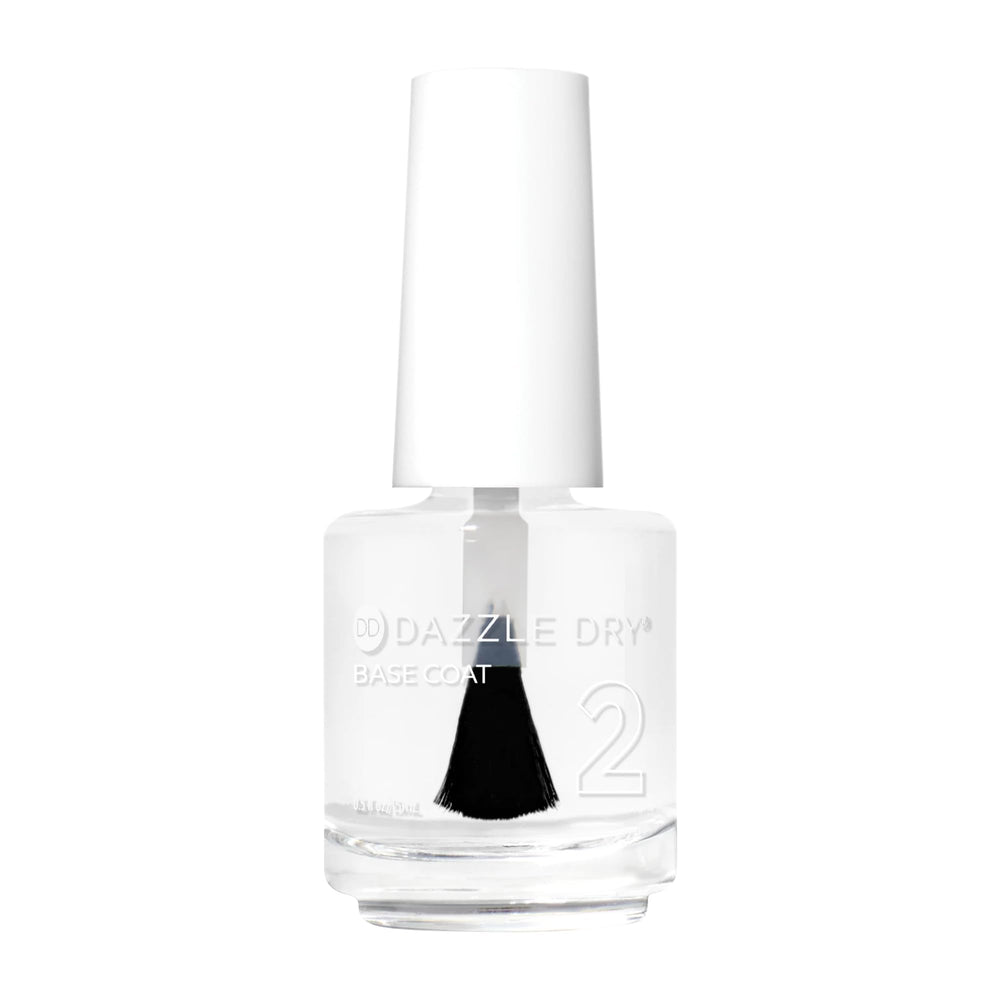 Dazzle Dry front bottle showing clean label and clear base coat benefit