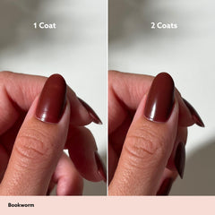 Dazzle Dry nail tips painted Bookworm displaying full-coverage cream finish benefit