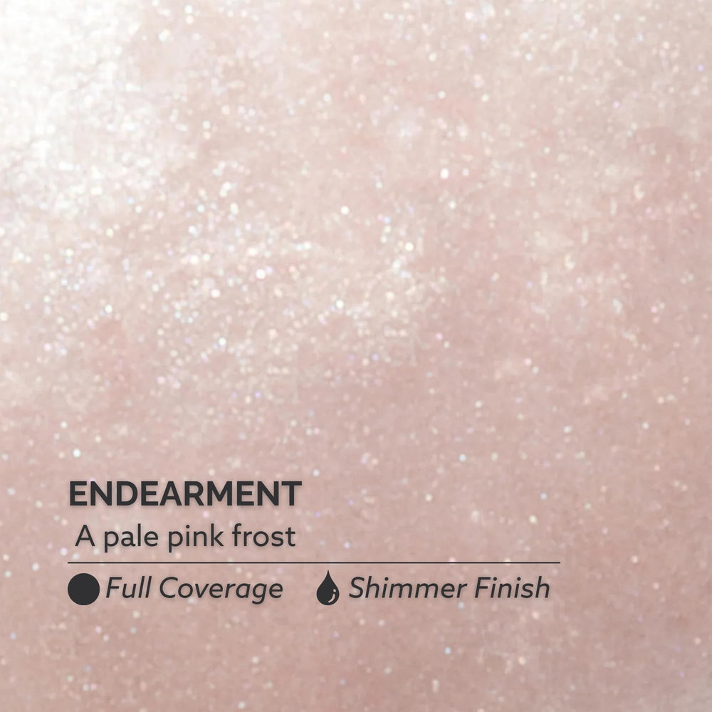 Dazzle Dry Endearment swatch on a nail wheel showing true color benefit for shade selection