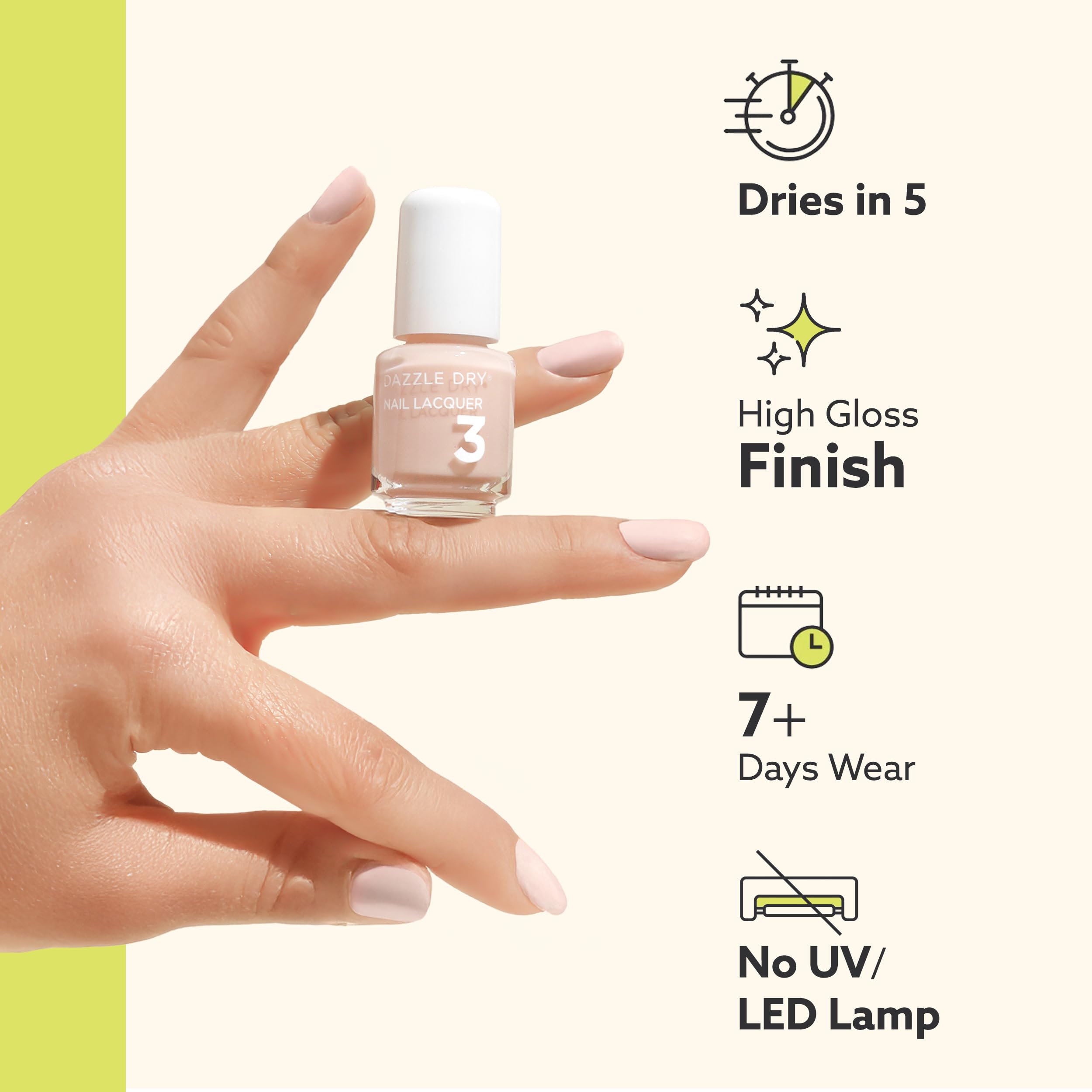 Finished nails wearing Dazzle Dry Forbidden Passion showing chip-resistant shine