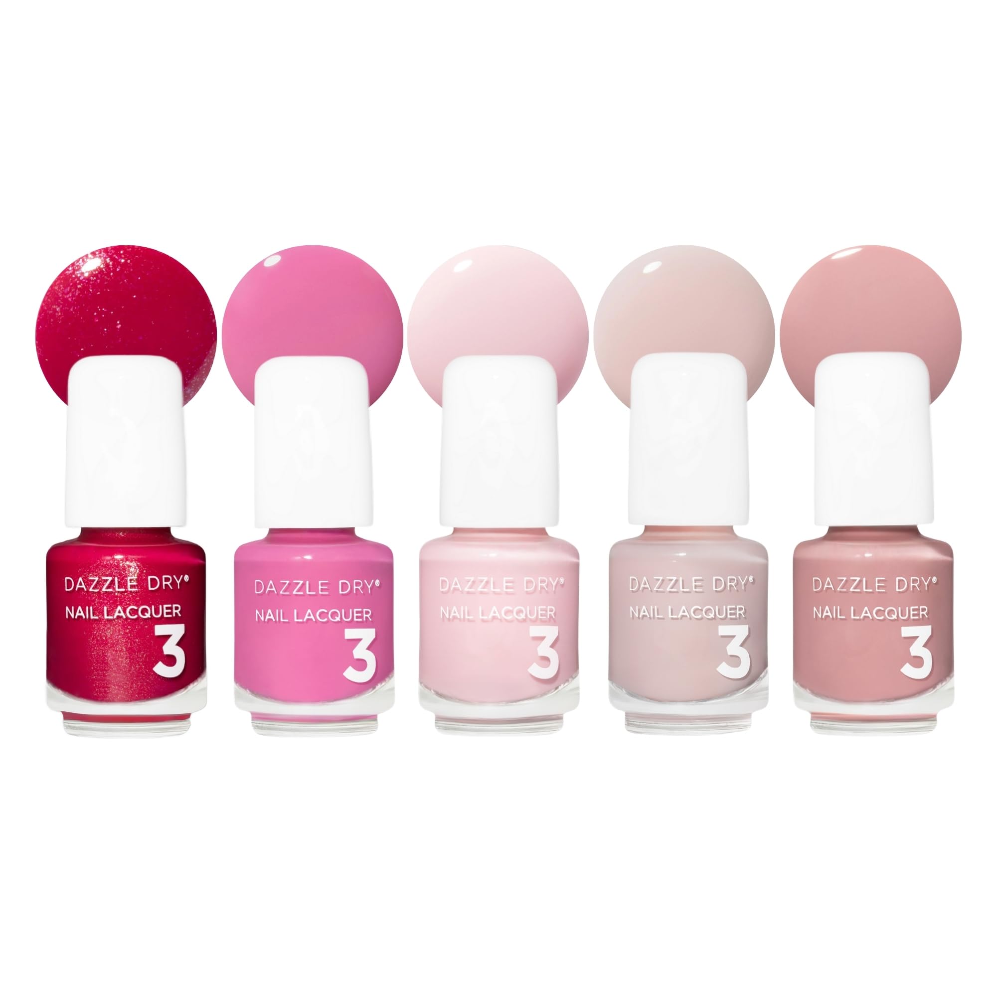 Dazzle Dry front packaging of Best of Pinks set showing contents and benefits