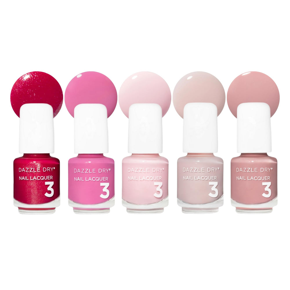 Dazzle Dry front packaging of Best of Pinks set showing contents and benefits