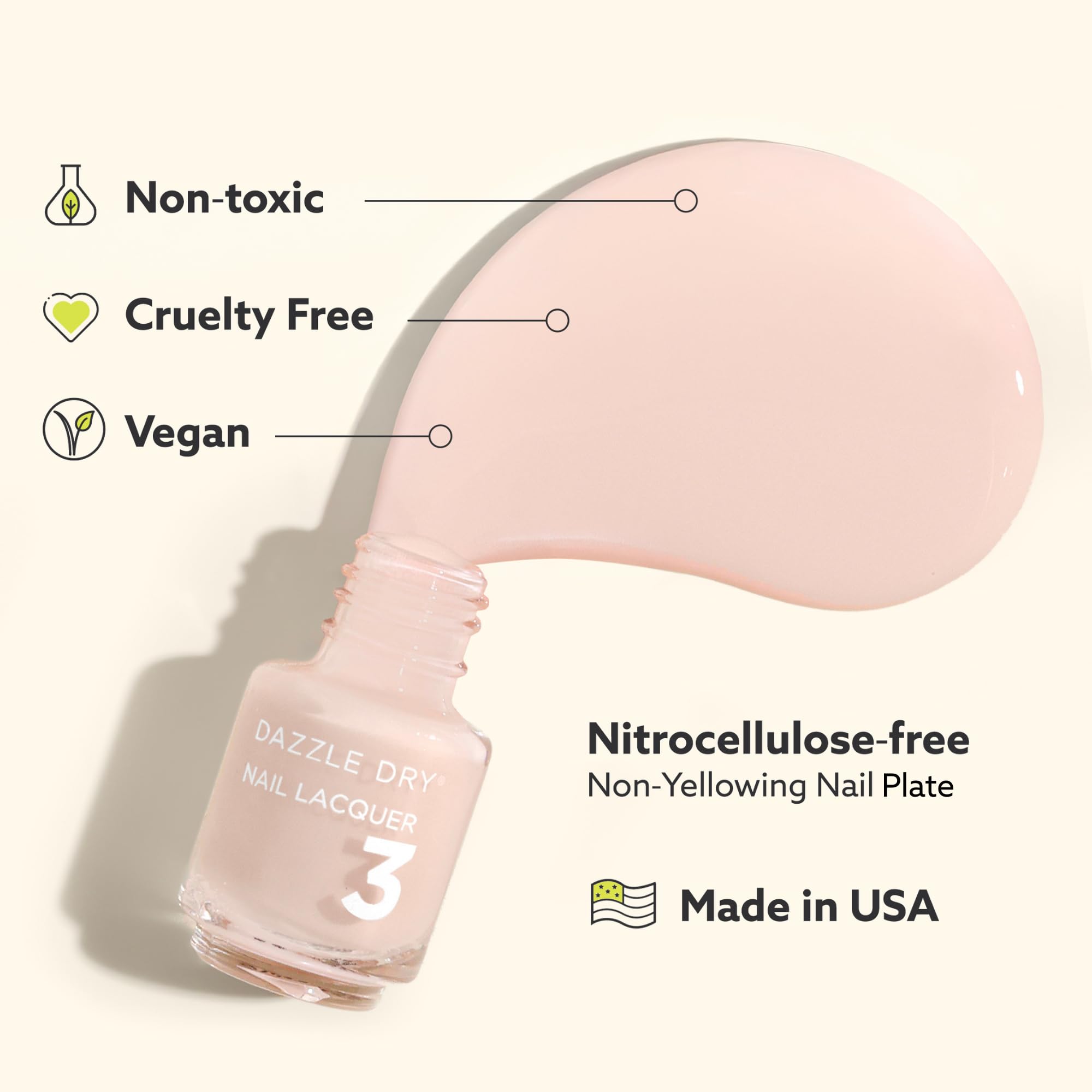 Dazzle Dry label and cap close-up showing shade names and authentic product details