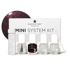 Dazzle Dry front packaging showing Merlot mini kit benefits