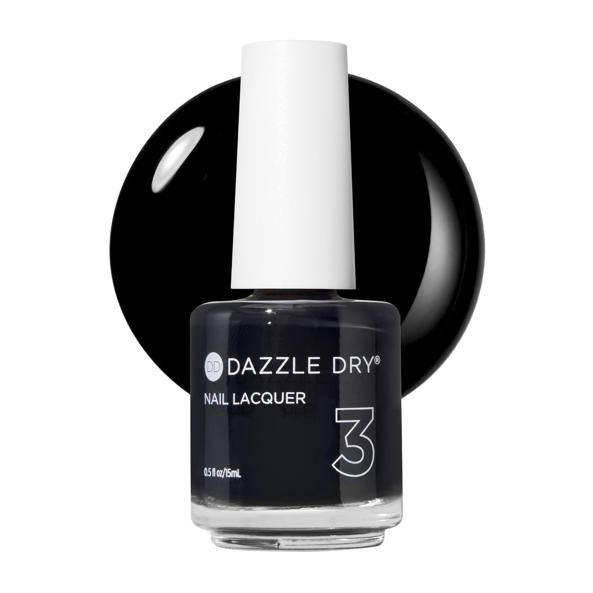 Dazzle Dry bottle front view showing rich black color and brand