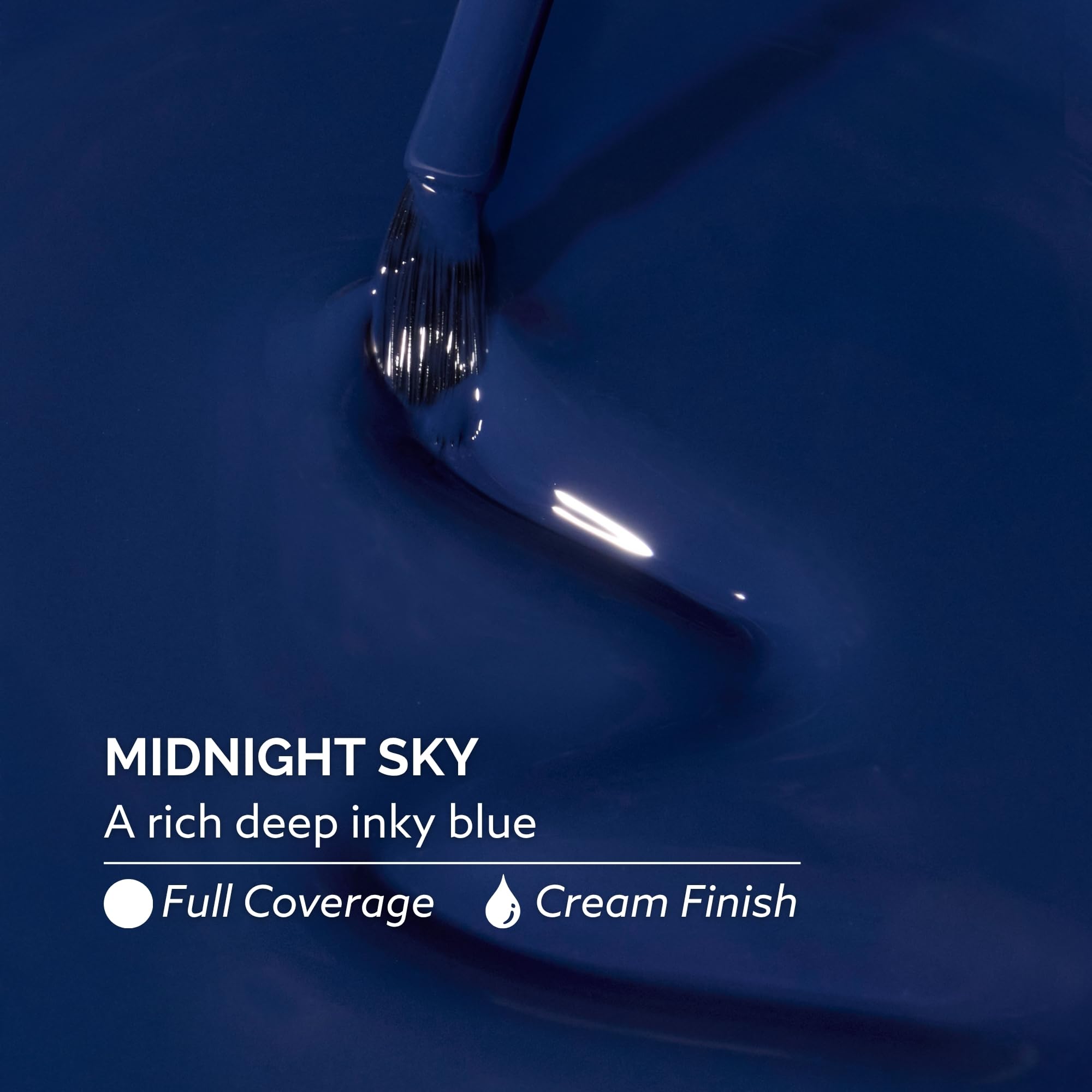 Dazzle Dry Midnight Sky swatch on white background showing true navy pigment and rich finish