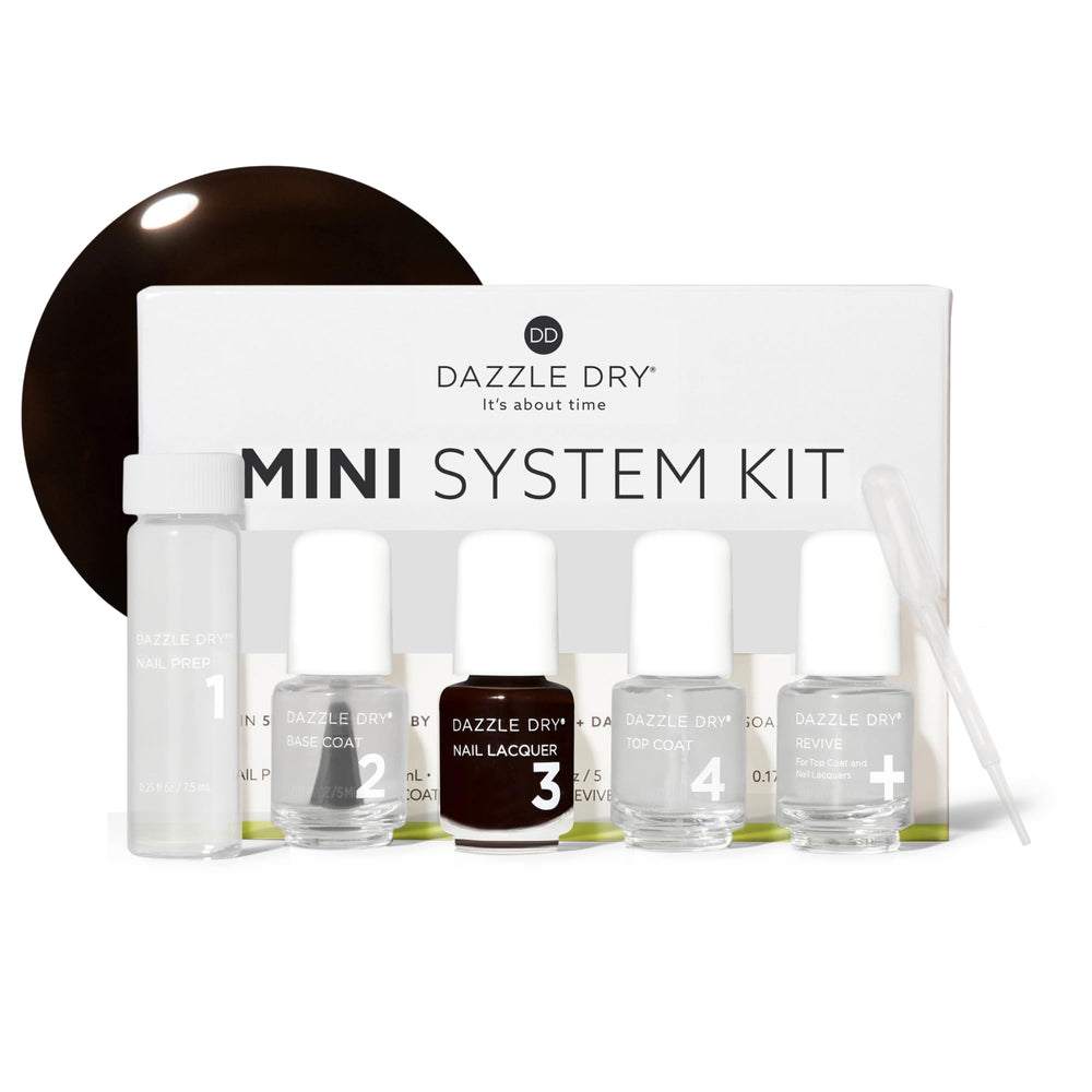Dazzle Dry mini kit front packaging showing contents and travel convenience