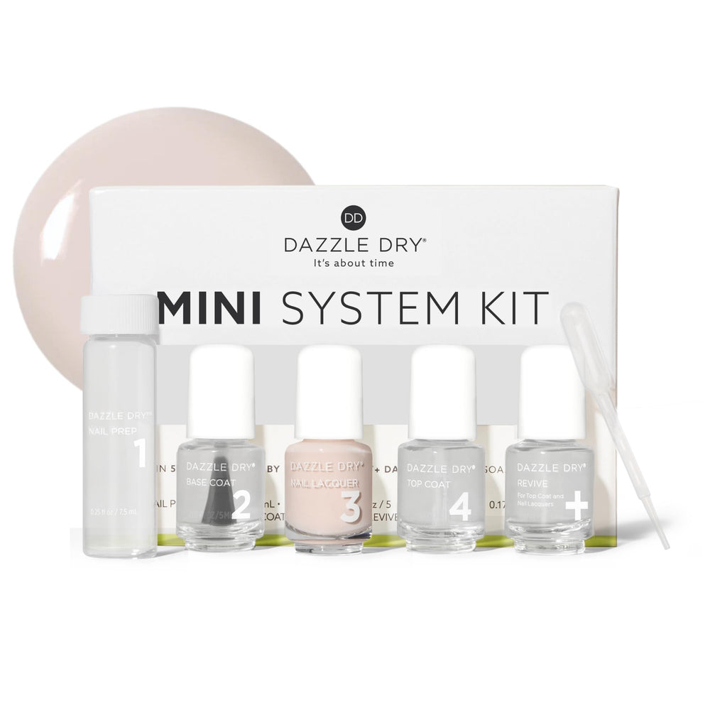 Dazzle Dry mini kit front packaging showing contents and easy travel convenience