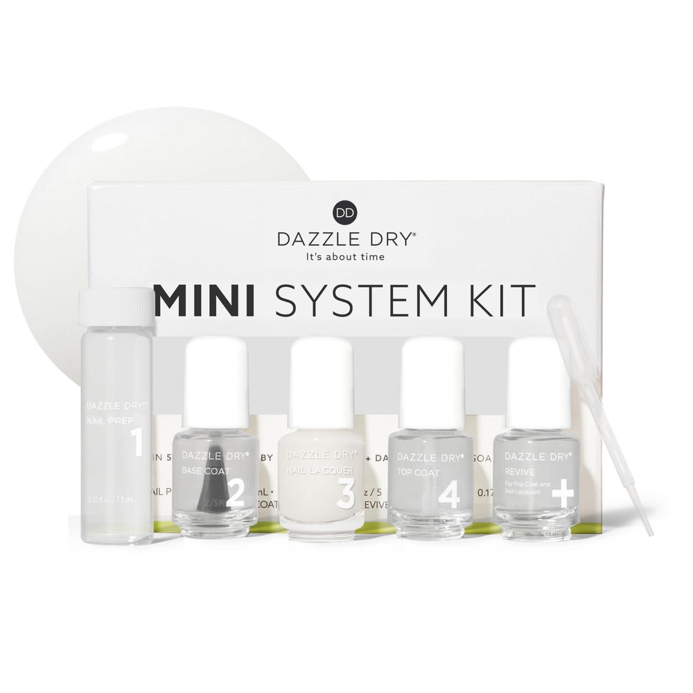 Dazzle Dry mini kit front packaging showing all five pieces and portability