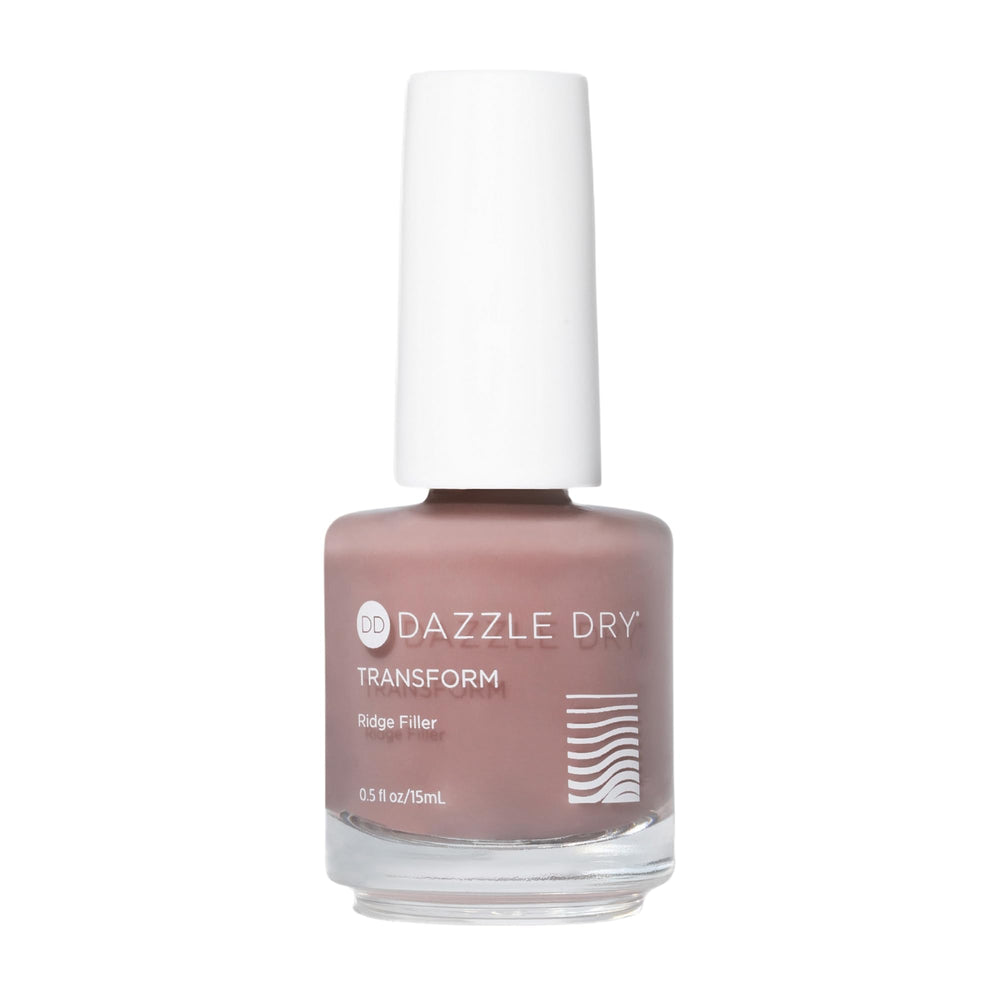 Dazzle Dry front bottle shot showing beige nude ridge filler for even nails