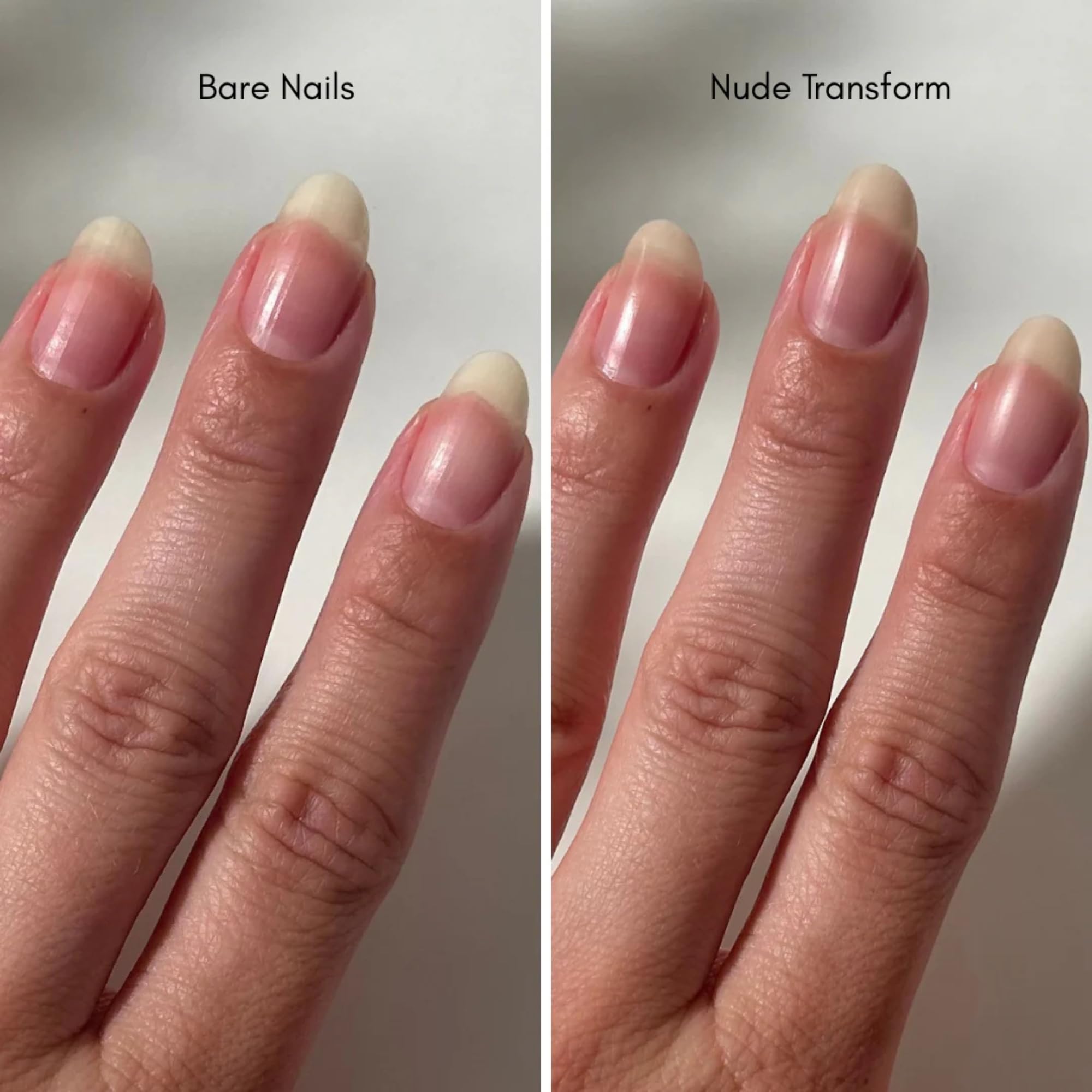 Dazzle Dry close-up of nail with nude transform applied for paper-smooth finish