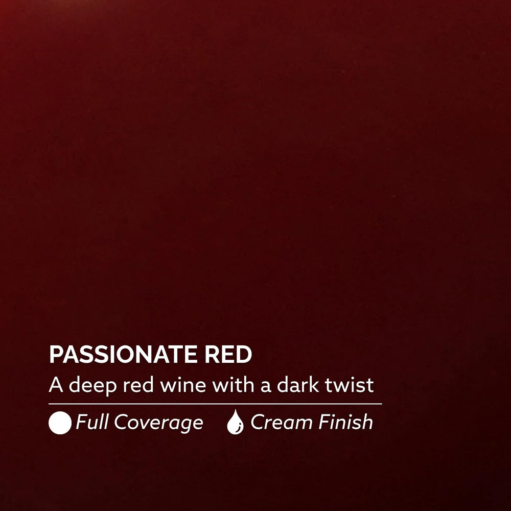 Dazzle Dry nail wheel swatch of Passionate Red showing true pigment and depth