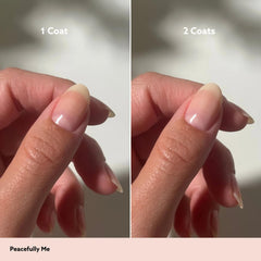 Dazzle Dry swatch on nail tip demonstrating sheer pale pink coverage benefit