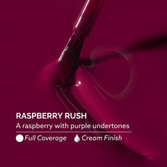 Dazzle Dry swatch on fingers displaying Raspberry Rush full coverage and vibrant finish