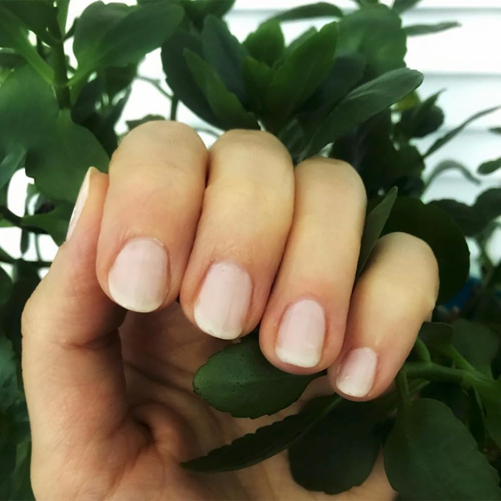 Dazzle Dry Rose Quartz before and after nails showing improved finish and chip resistance