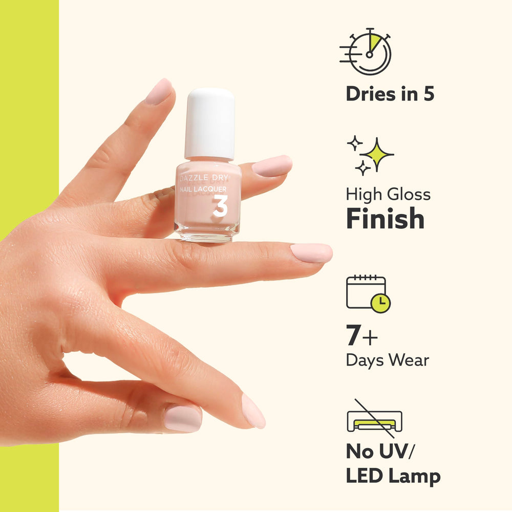 Dazzle Dry kit next to a hand for scale to show travel-friendly sizes