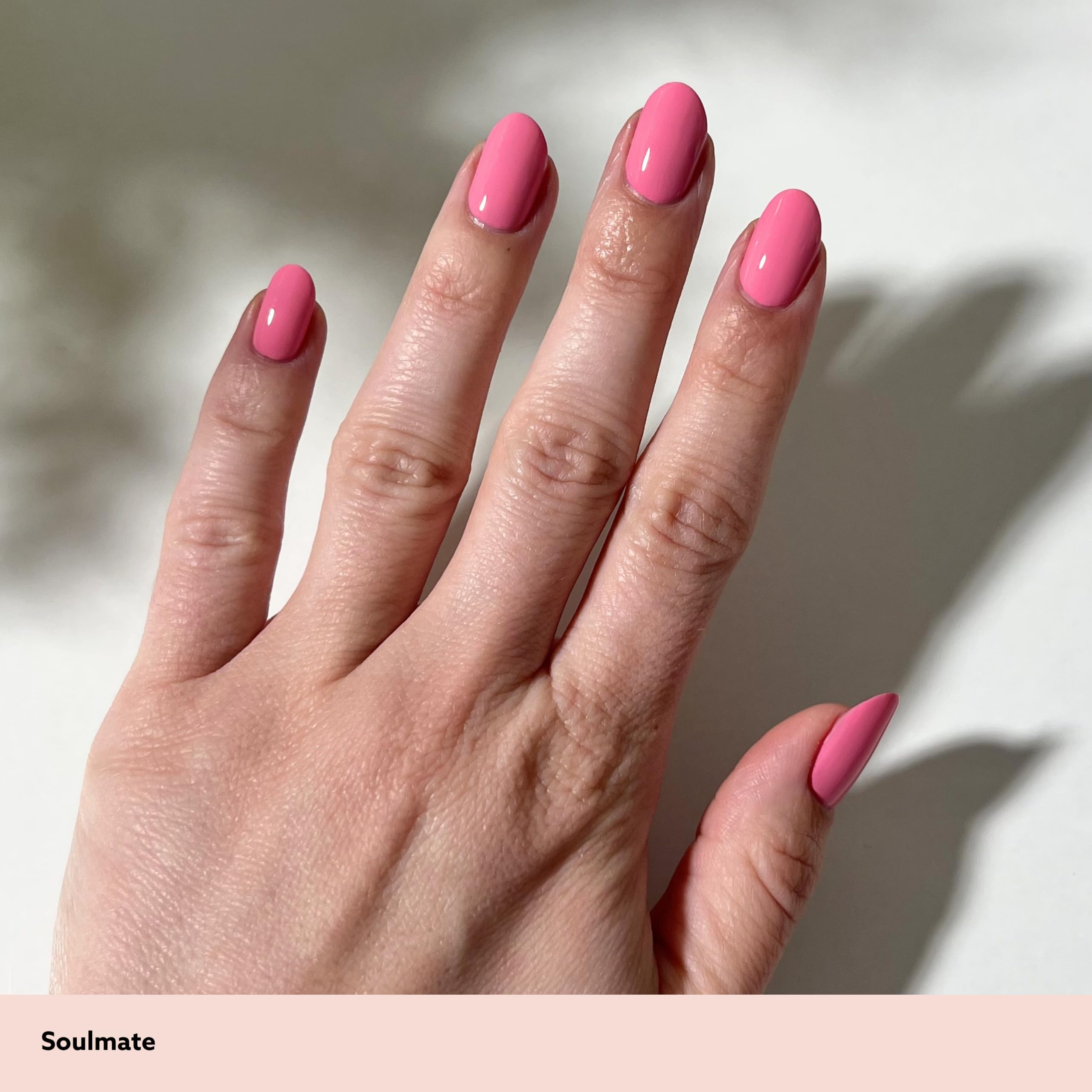 Dazzle Dry Soulmate lacquer bottle displaying bubblegum-pink color and full coverage