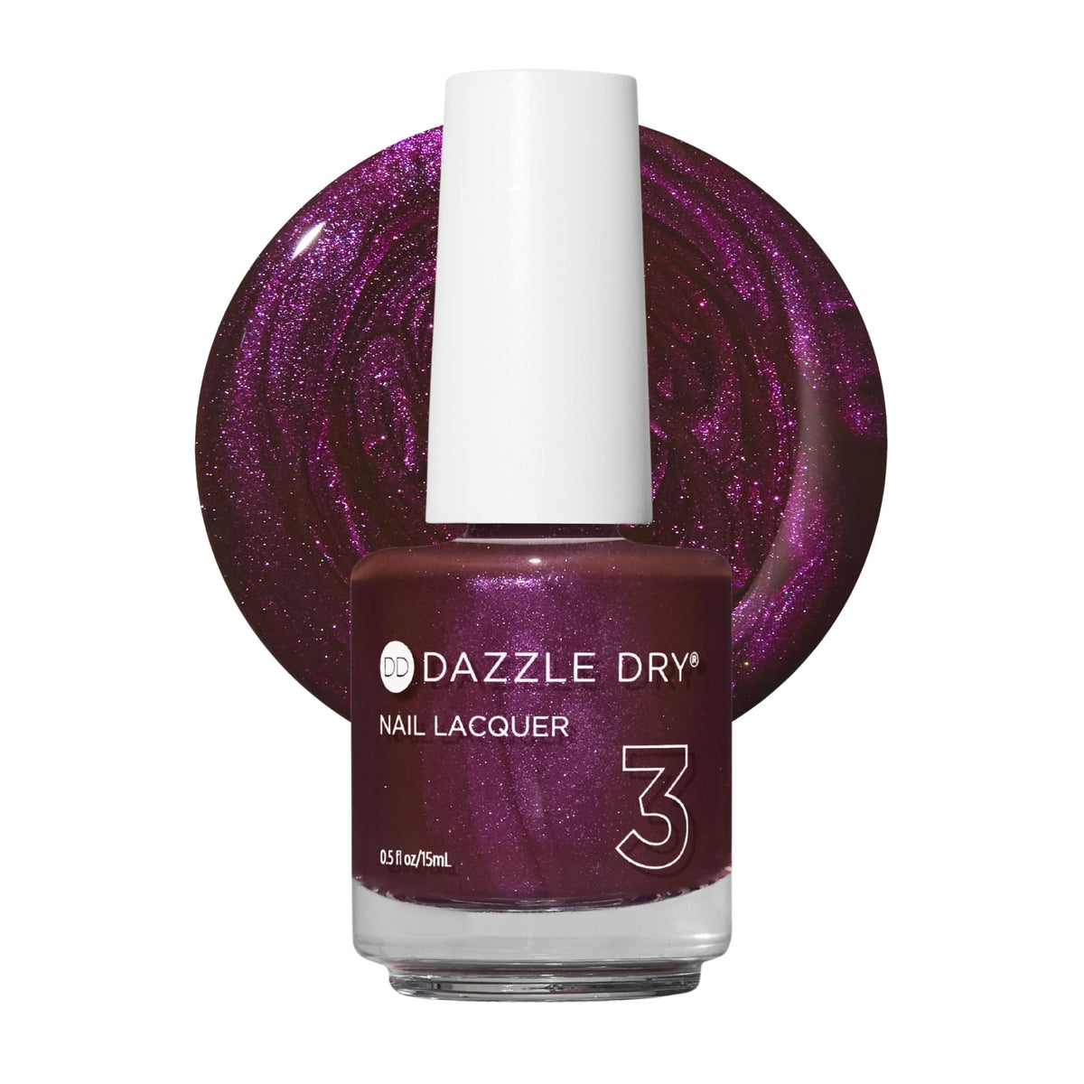 Dazzle Dry front bottle view highlighting Spiced Plum color and quick-dry benefit