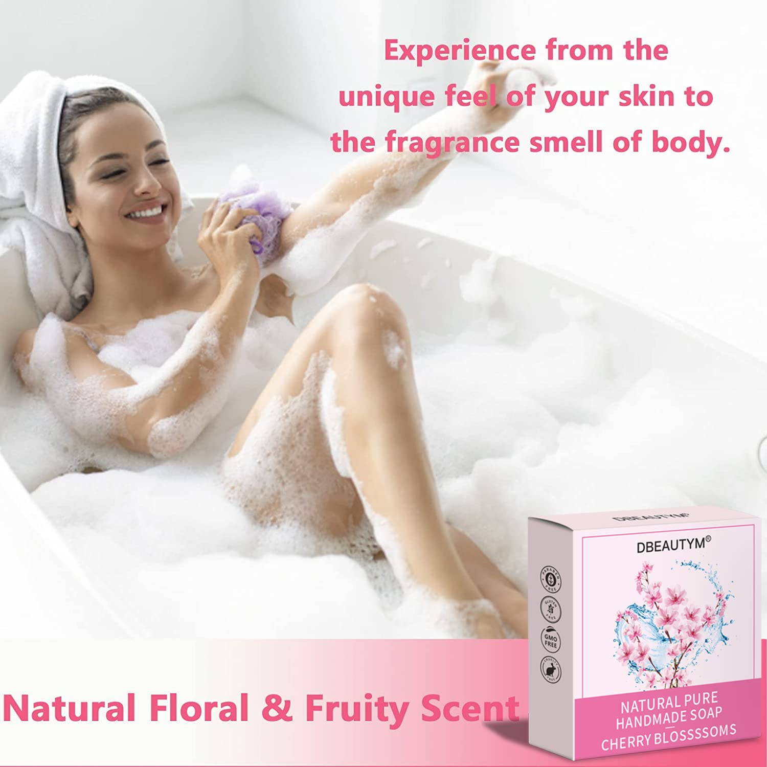 DBEAUTYM soap next to purse showing compact size and travel-friendly portability