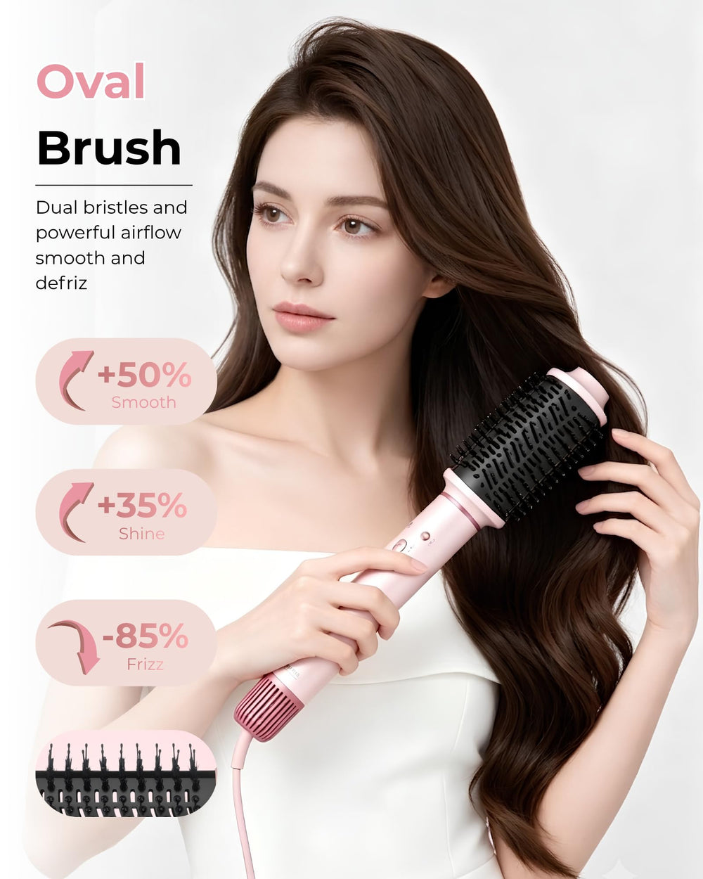 Dcyzenith brush head texture detail showing bristles for smooth volumizing