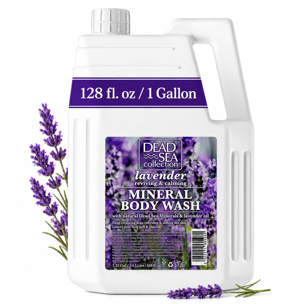 Dead Sea Collection front label showing lavender refill and benefits