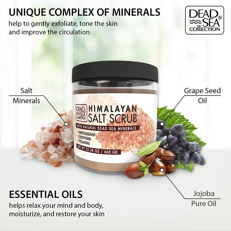 Dead Sea Collection close-up of salt and oil texture for gentle exfoliation benefit