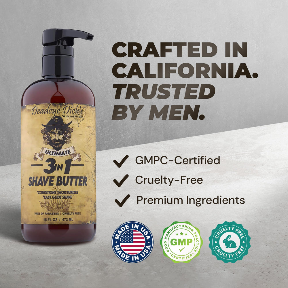 Deadeye Dick's on bathroom counter illustrating everyday grooming convenience