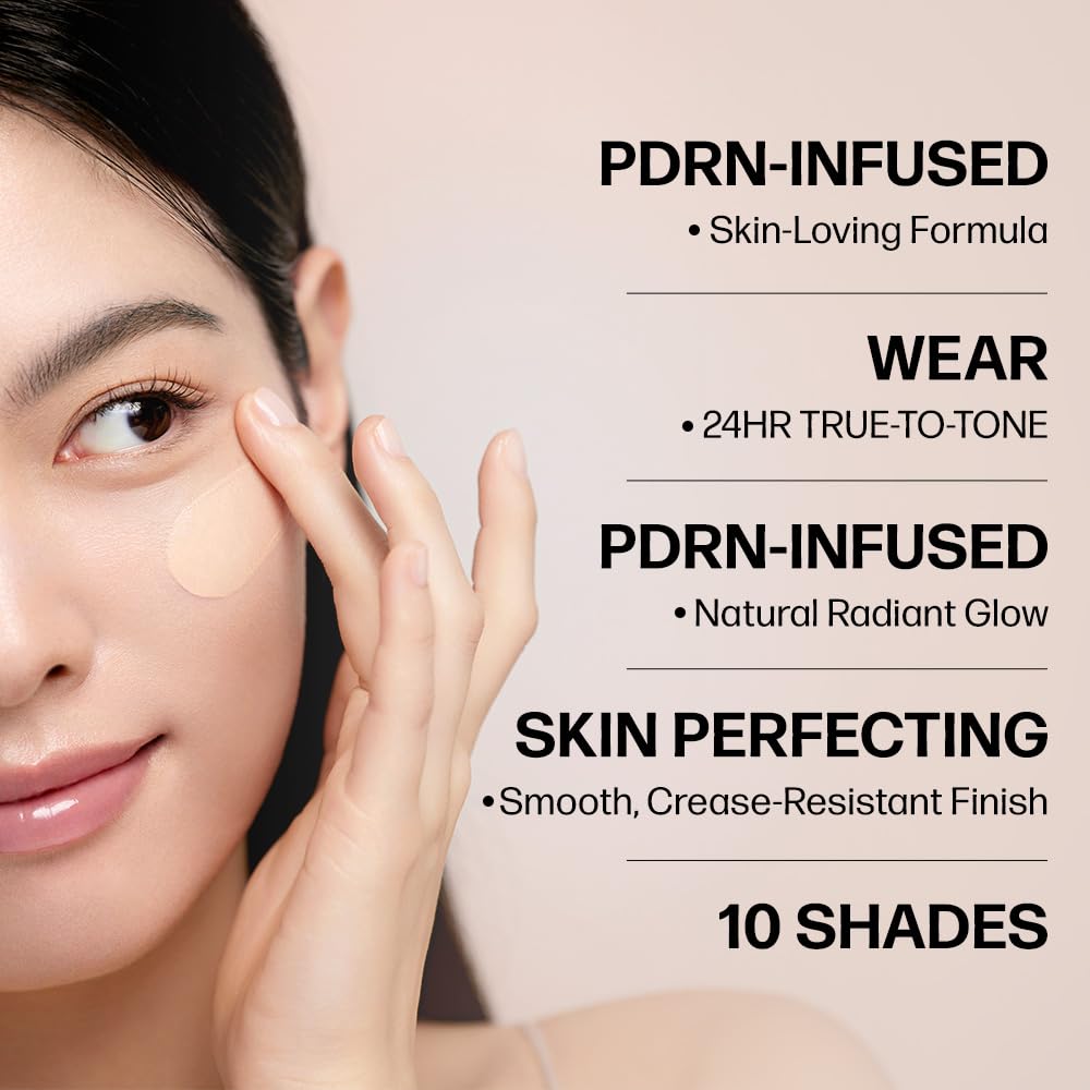 DEARDAHLIA application with fingers demonstrating seamless blending and natural finish benefit