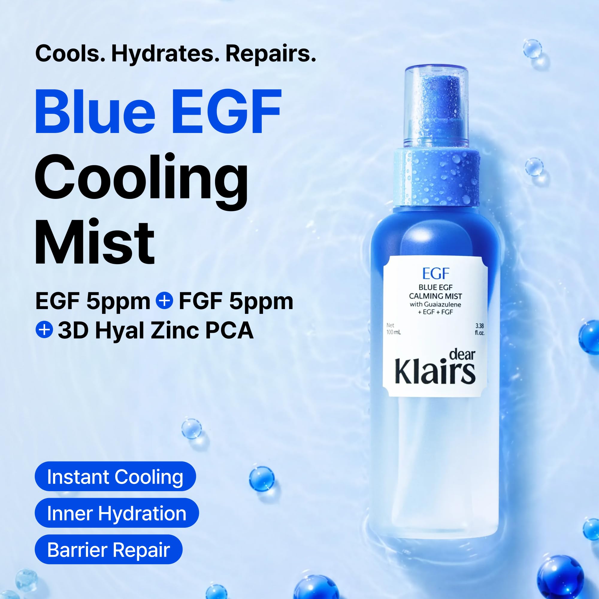 DearKlairs fine spray pattern demonstrating even, lightweight coverage