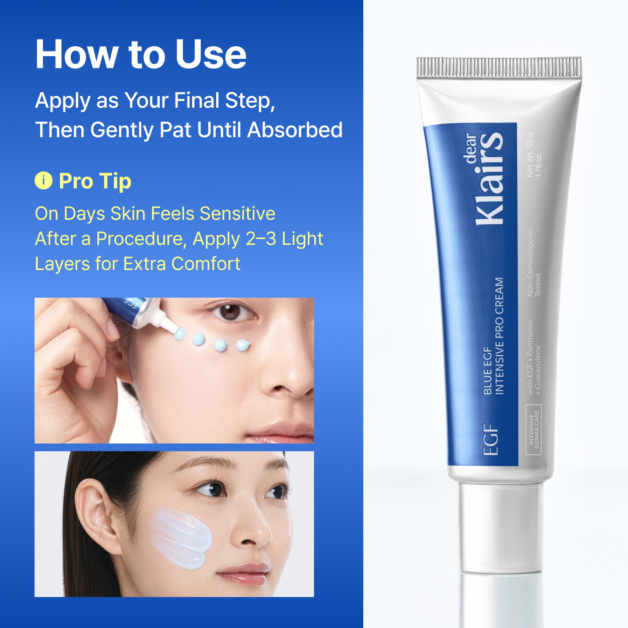 DearKlairs cream applied during night routine to soothe sensitive skin