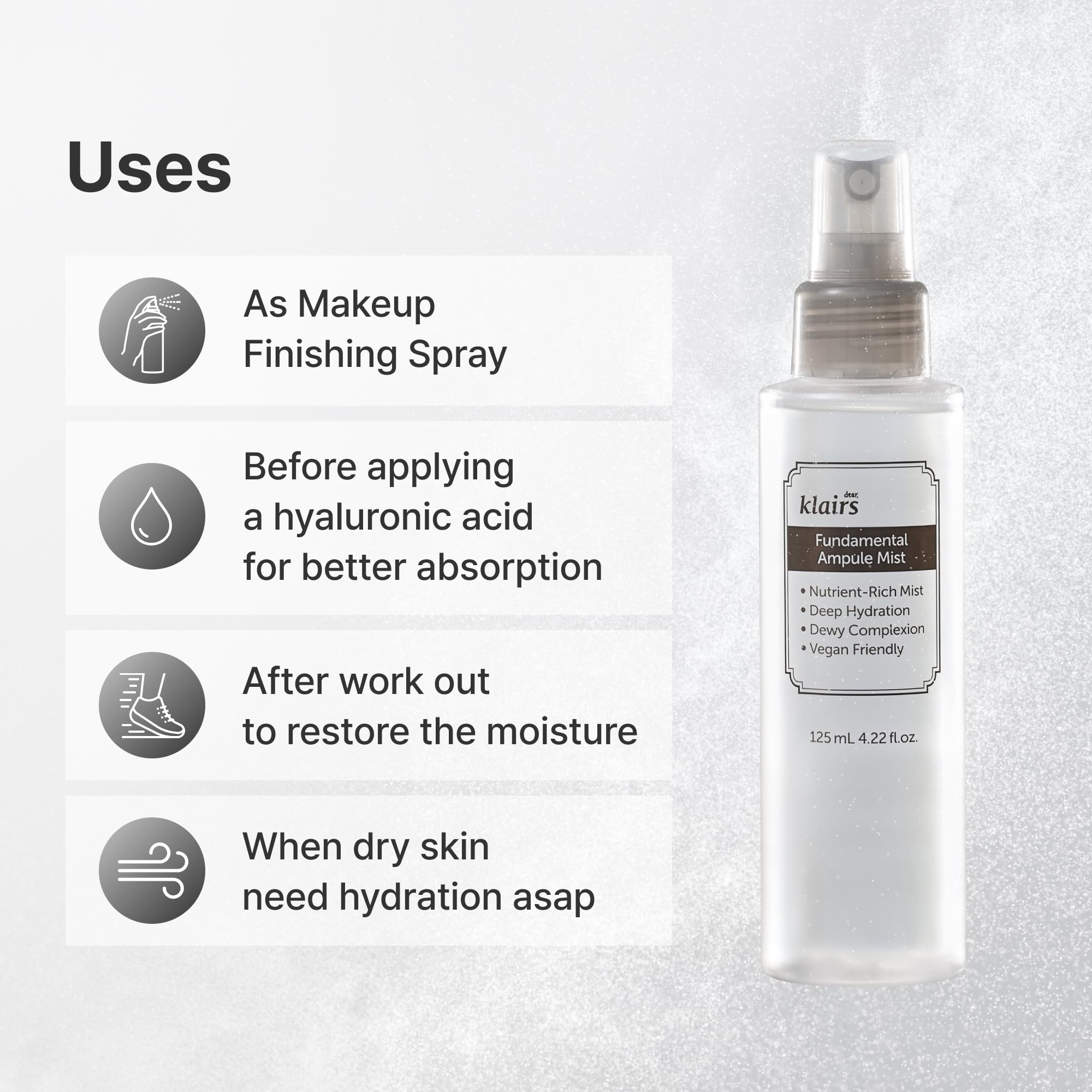 DearKlairs bottle held in hand showing travel-friendly size and everyday convenience