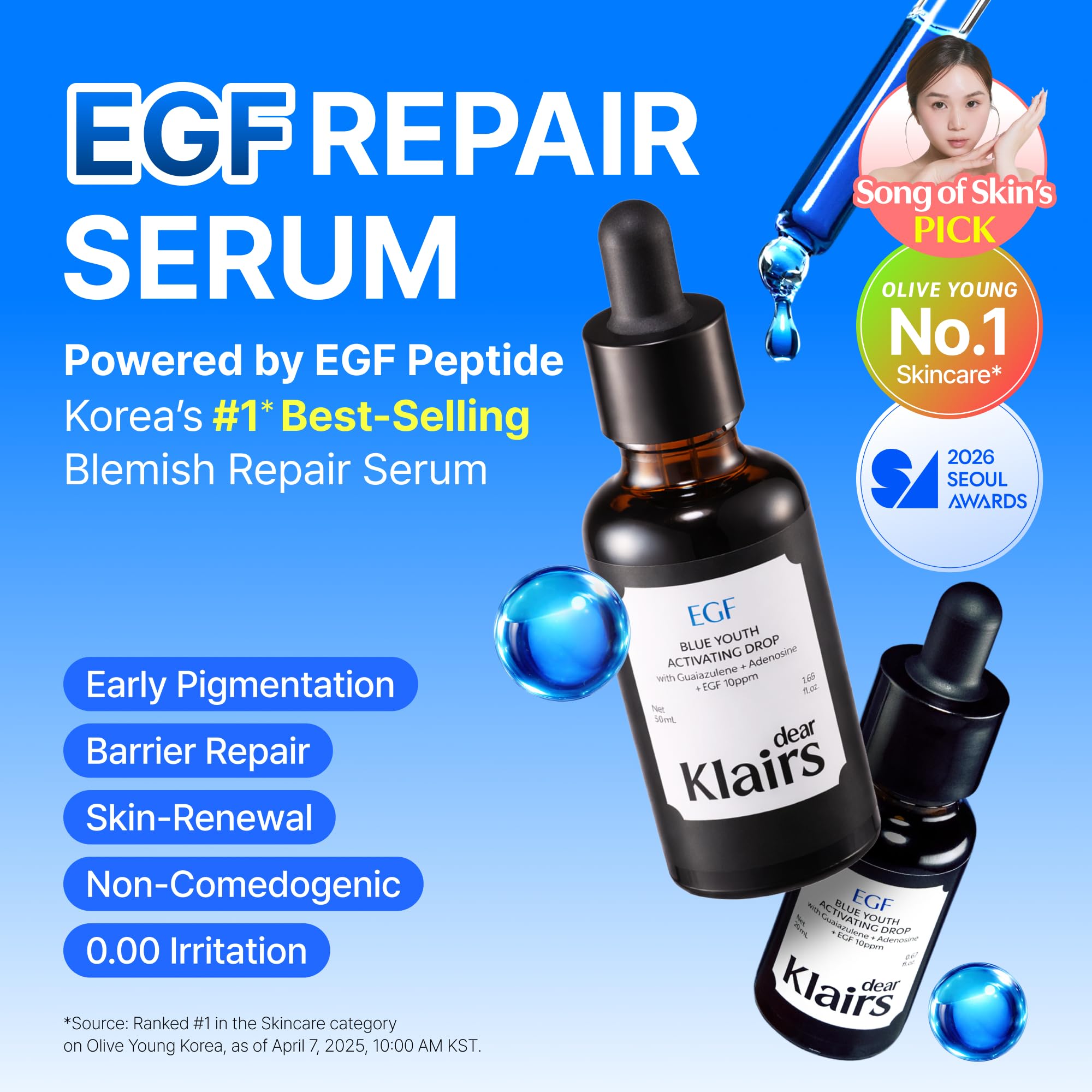 DearKlairs serum texture close-up showing lightweight absorption benefit