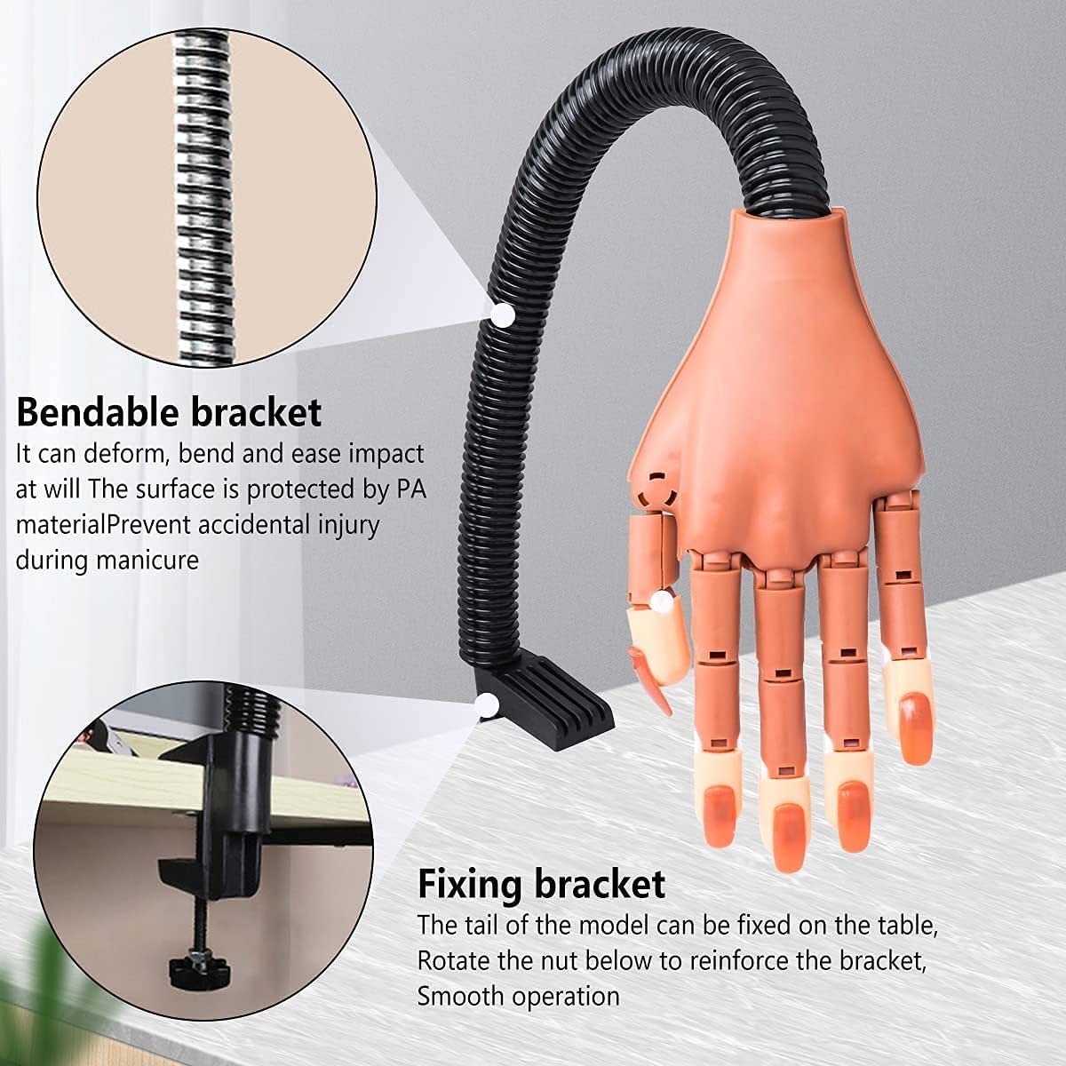 Deciniee clamp and extension arm demonstrating stable table fixation benefit