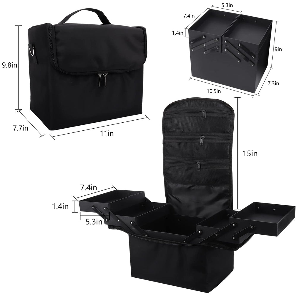 Deciniee packed case in travel setting keeping makeup and tools secure