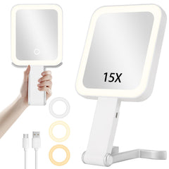 DECLUTTR front view of lighted mirror showing bright, even illumination for flawless makeup