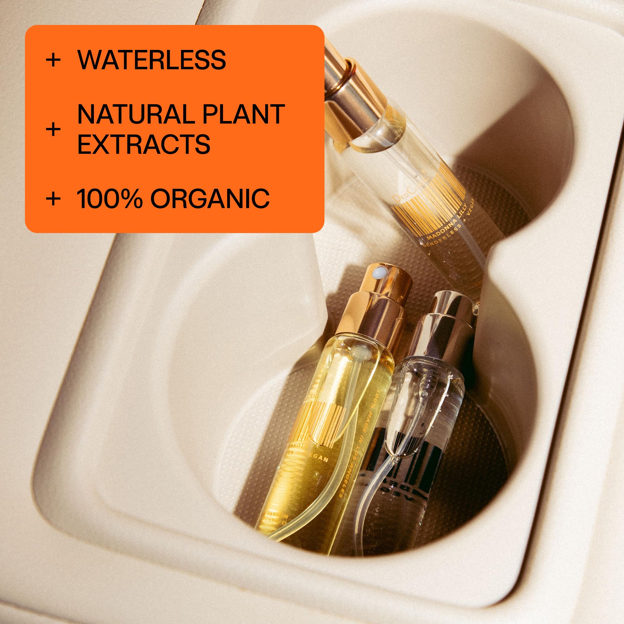 DedCool lifestyle morning routine with bottle on vanity offering everyday elegance