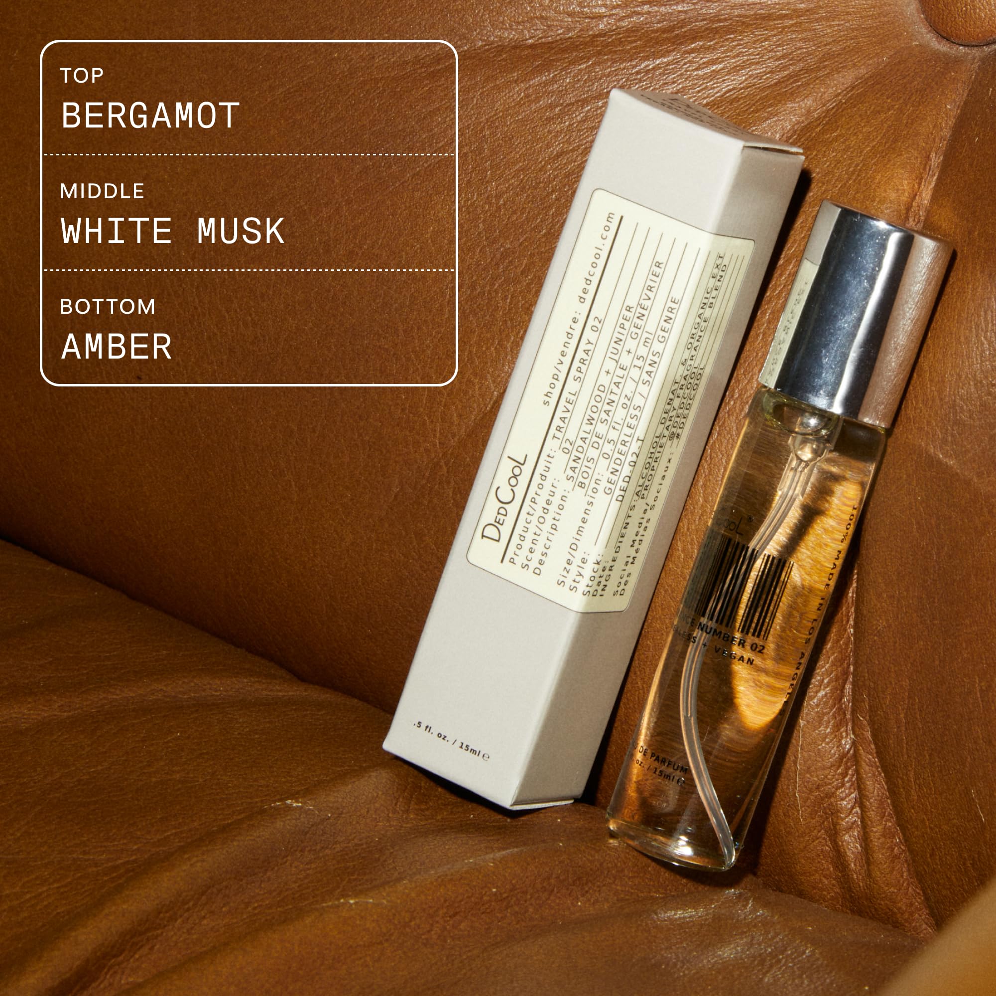 DedCool packaging back showing ingredients list for clean, plant-based reassurance