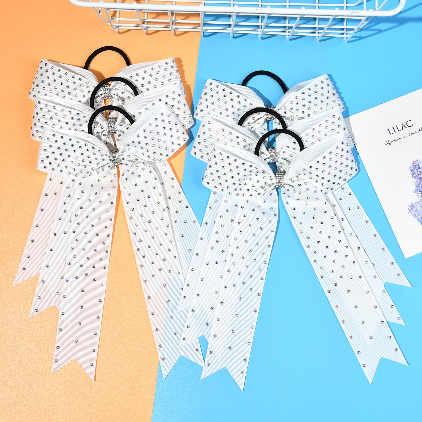 DEEKA twelve white bows arranged to show complete team-ready set appearance