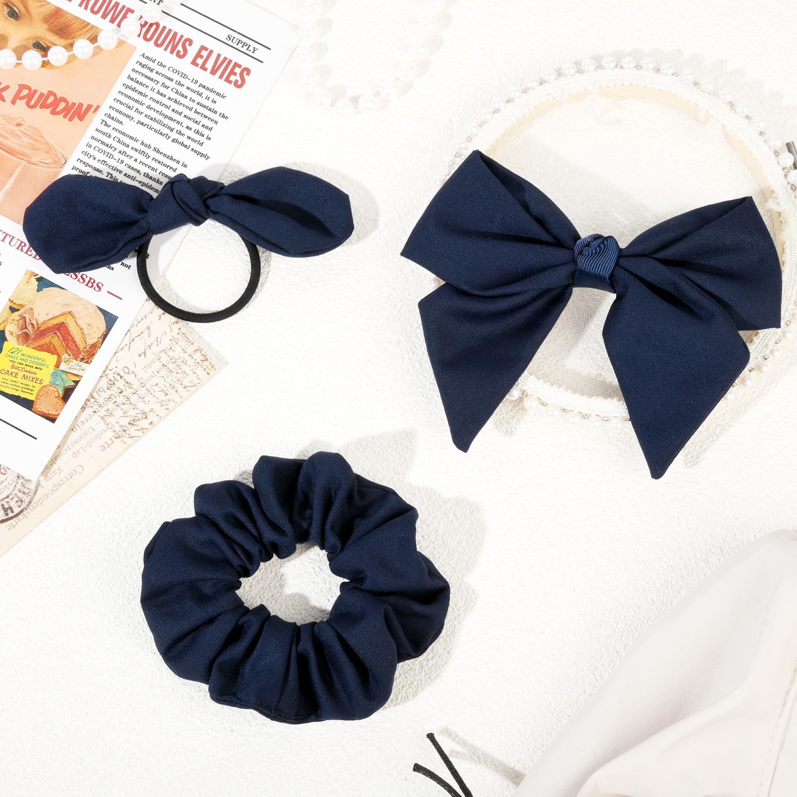 DEEKA bow set styled on backpack in back-to-school scene for outfit coordination