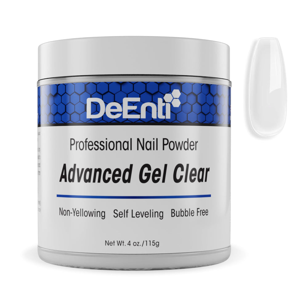 DeEnti clear acrylic jar front showing product and professional finish