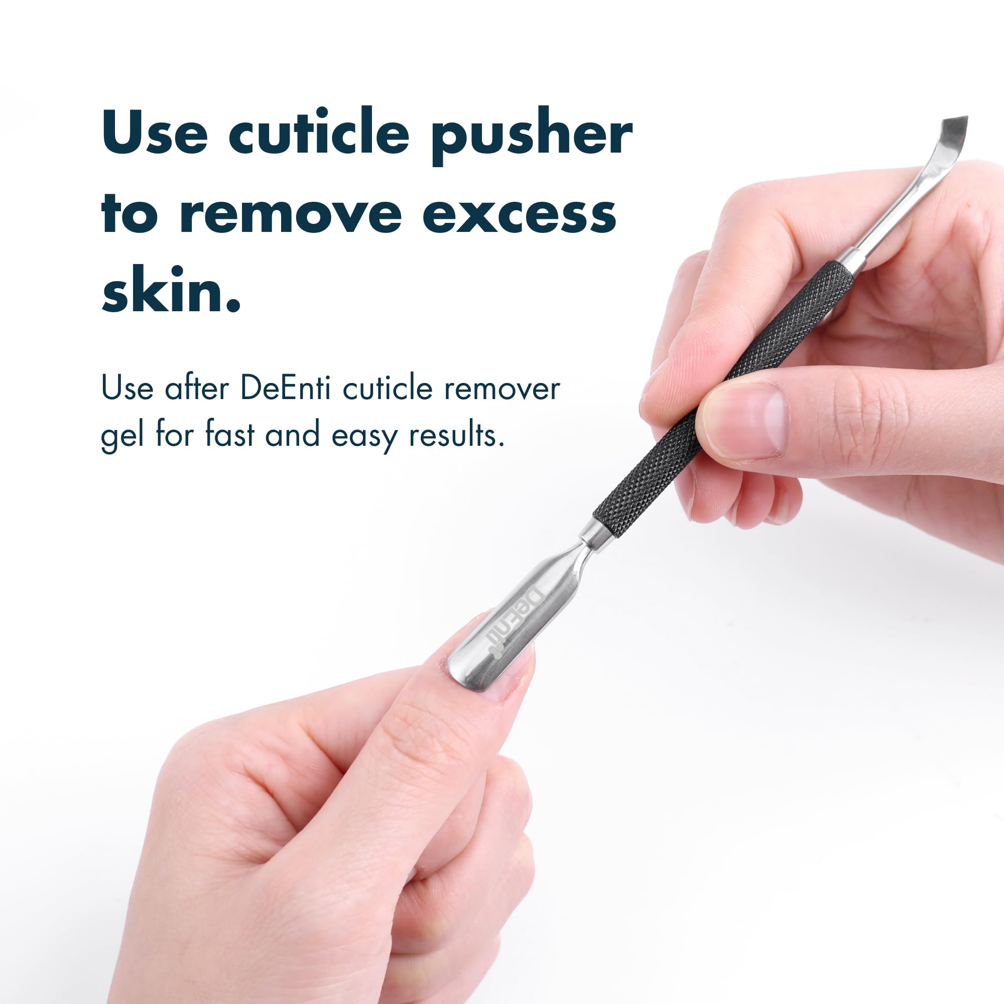DeEnti cuticle oil pouring from dropper demonstrating hydration boost