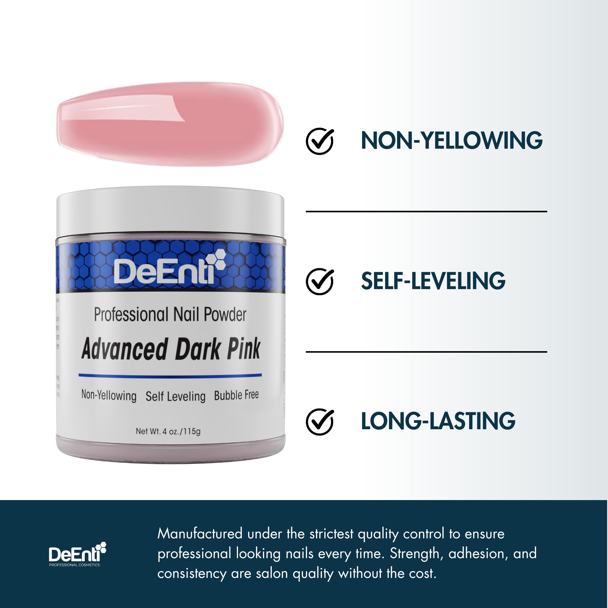 DeEnti brush bead of dark pink powder demonstrating consistent bead formation