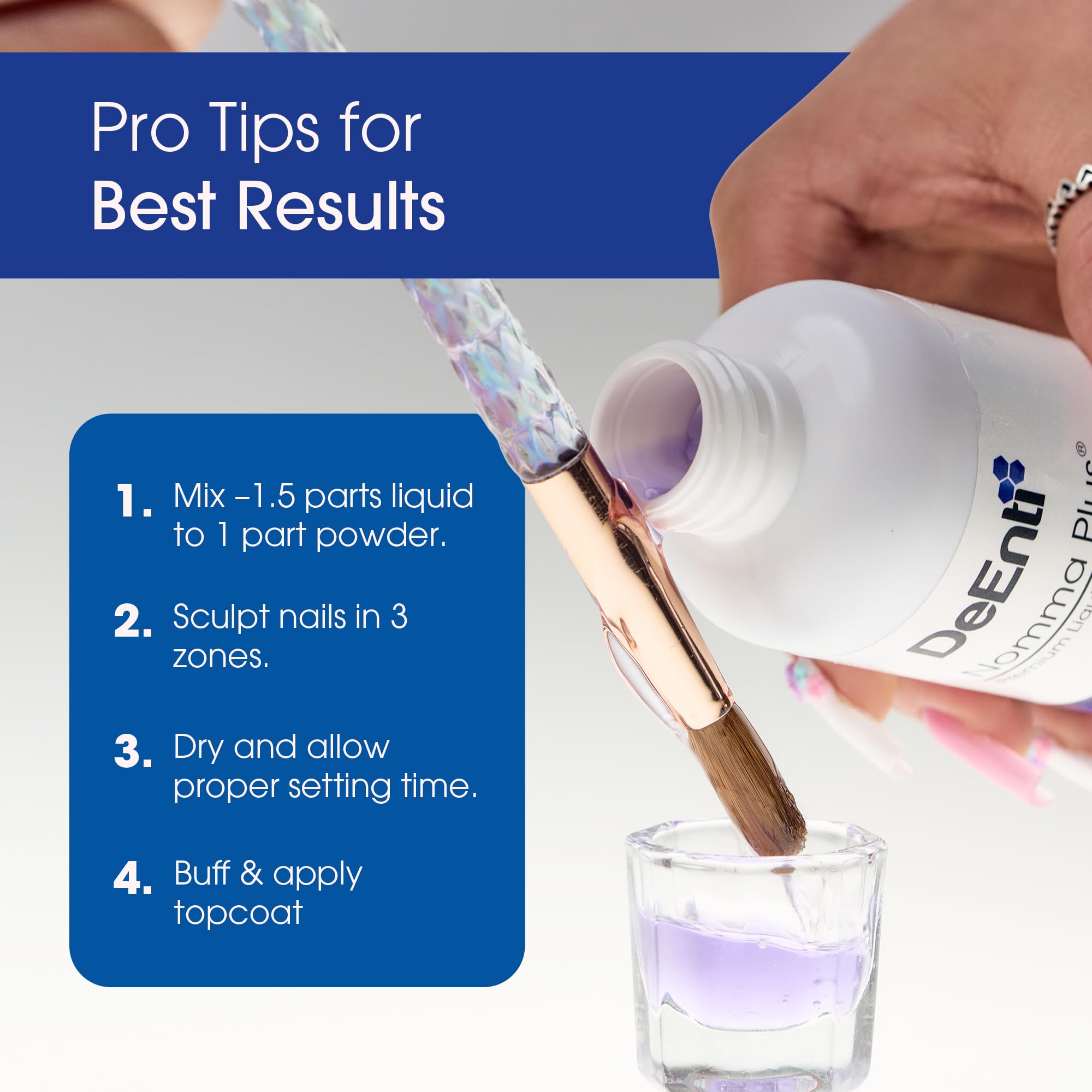DeEnti Nomma Plus bead on acrylic brush showing smooth bead formation benefit